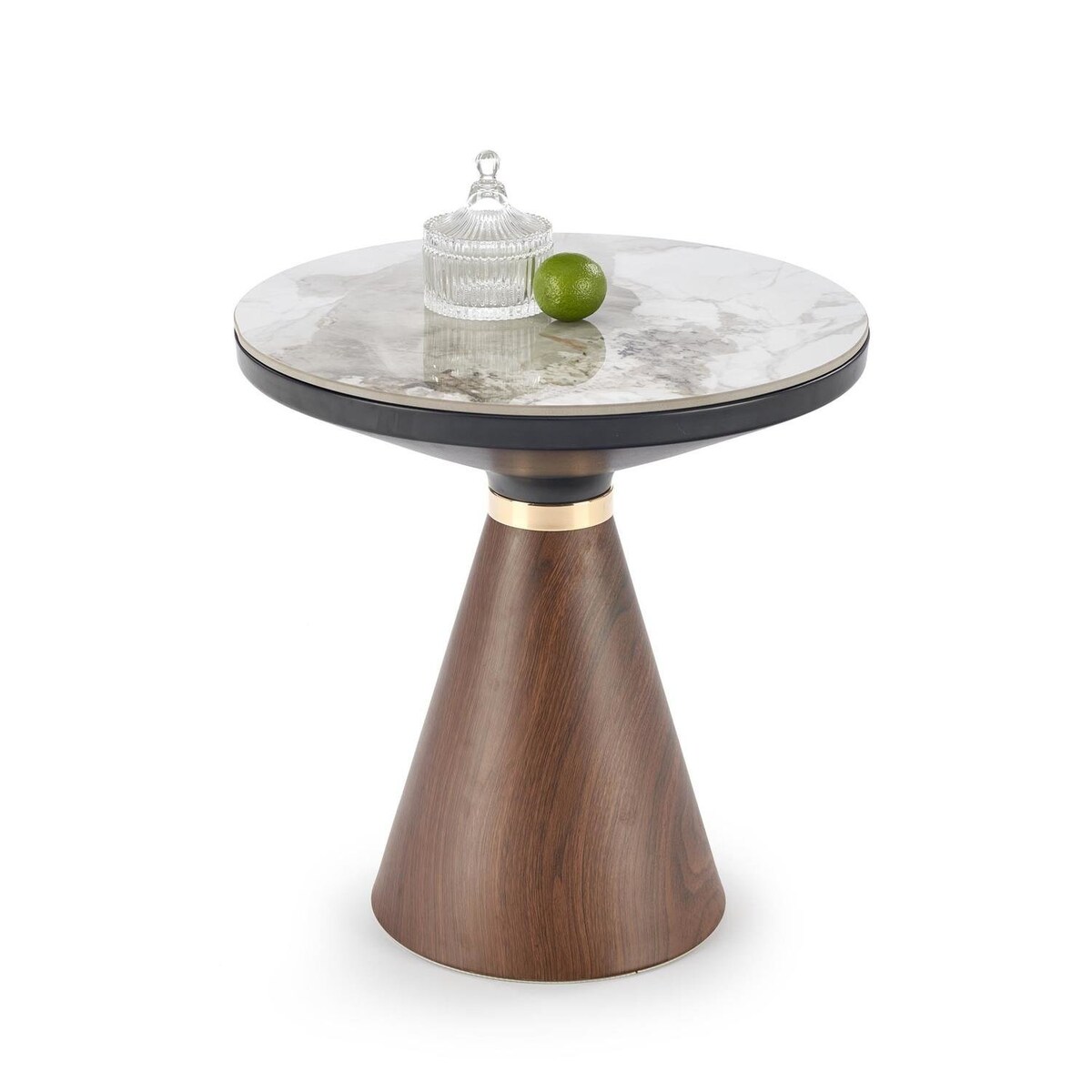 STOLIK KAWOWY Suli S 50x53 cm CERAMICZNY BLAT marmur orzech