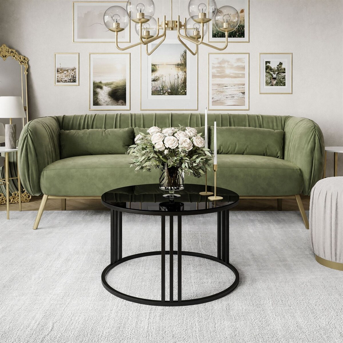 Okrągły stolik kawowy LORI czarne szkło