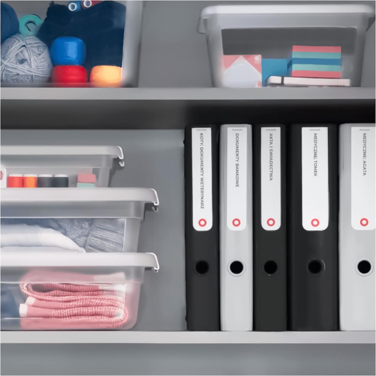 Segregator A4 Na Dokumenty Stojący 5 Cm Wąski Plastikowy Nowoczesny Jasnoszary