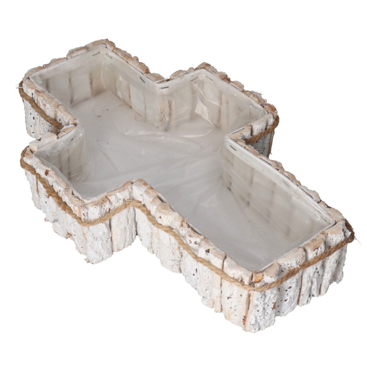 Doniczka Osłonka Drewniana Kora Krzyż Na Grób Ozodba