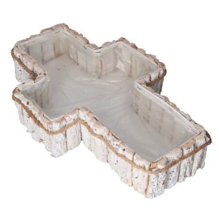 Doniczka Osłonka Drewniana Kora Krzyż Na Grób Ozodba