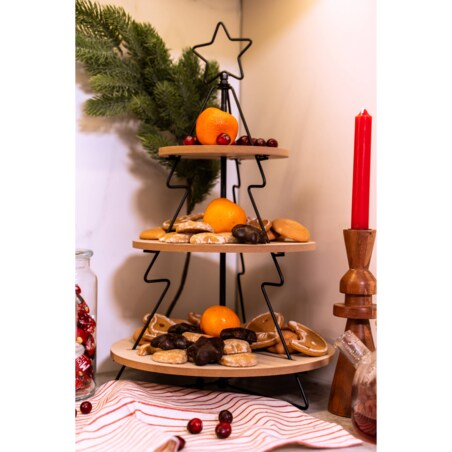 Stojak choinka z drewnianymi półkami, 50 cm