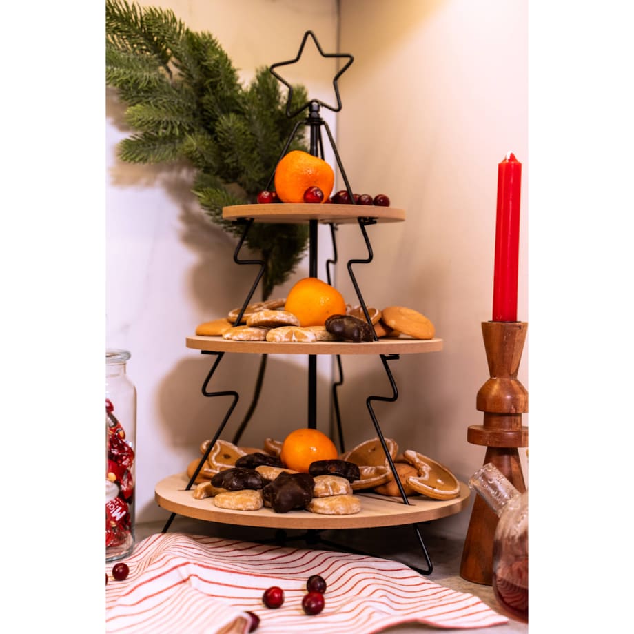 Stojak choinka z drewnianymi półkami, 50 cm