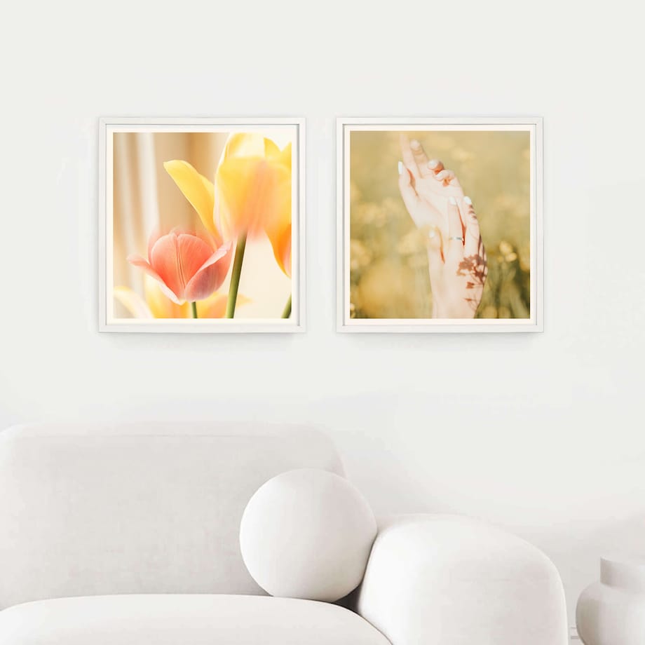 Biała ramka na zdjęcia 40x40 cm wisząca rama MDF z plexi klasyczna ramka kwadratowa