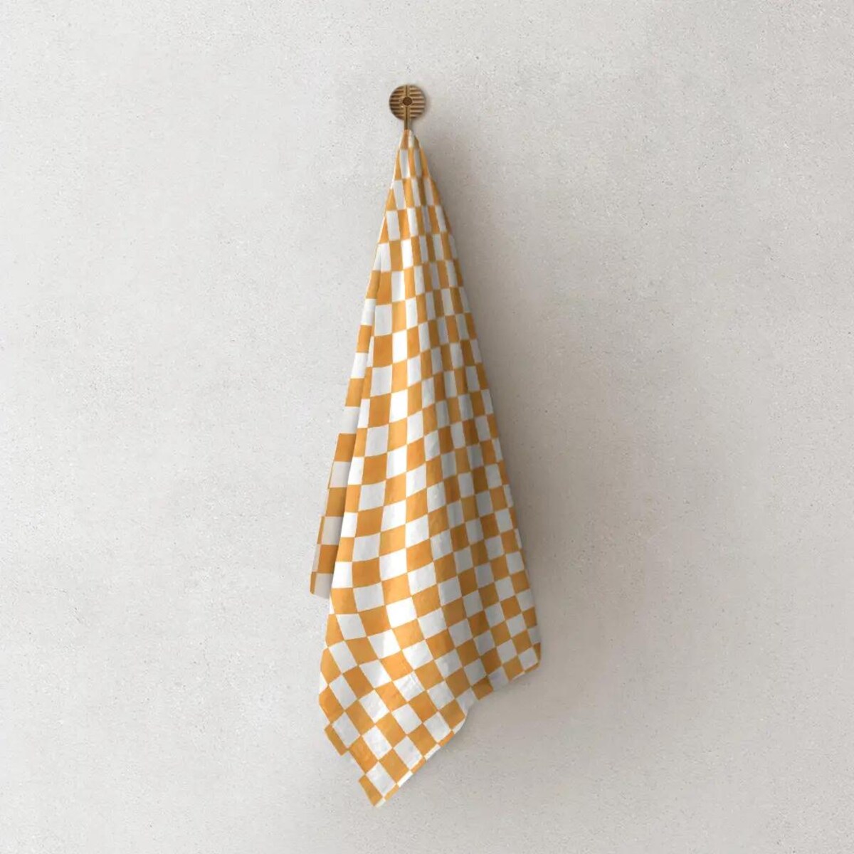 Lniany ręcznik kuchenny - pomarańczowa krata