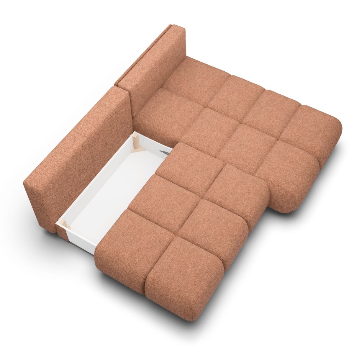 Pikowany Narożnik MILA rozkładany bez boczków prawy ceglasty