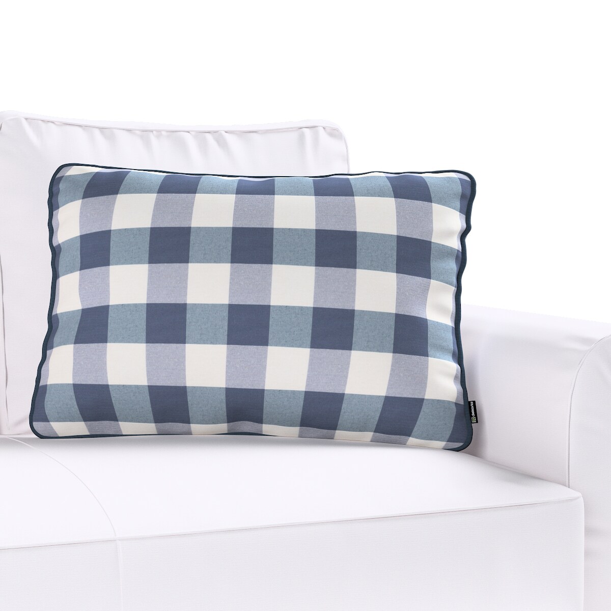 Poszewka Gabi na poduszkę prostokątna 60x40 granatowo-biała krata (5,5x5,5cm)