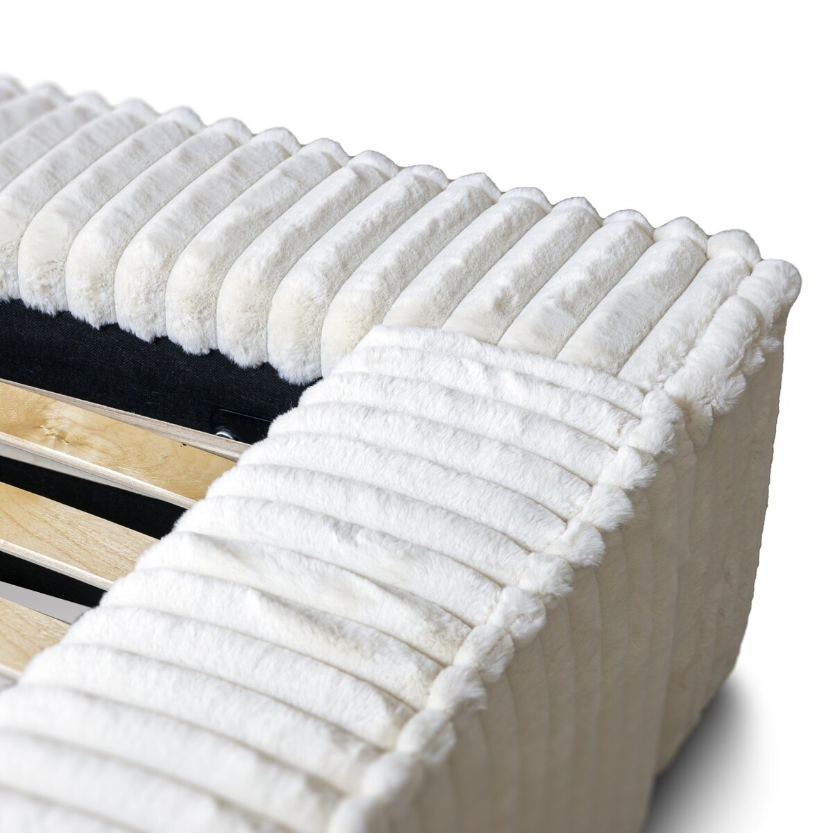 Łóżko ze stelażem i pojemnikiem jasnobeżowe 160x200 cm Golmo