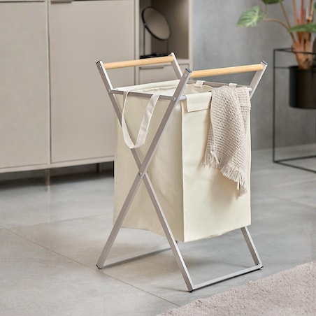 Kosz na pranie składany 67x40x36,5 cm PIEGARE beżowy