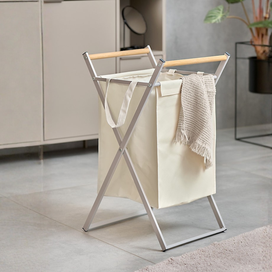 Kosz na pranie składany 67x40x36,5 cm PIEGARE beżowy