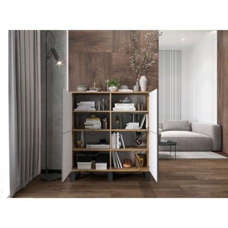 Komoda Industrialna Komoda Loft Grafit MAT Dąb Wotan 113 cm