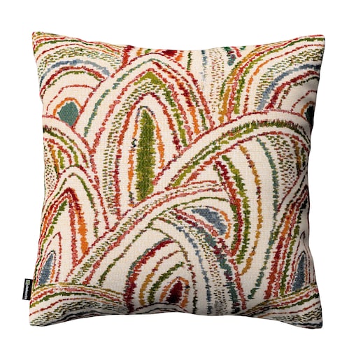 Poszewka Kinga na poduszkę 43x43 czerwono-zielone łuki na kremowym tle