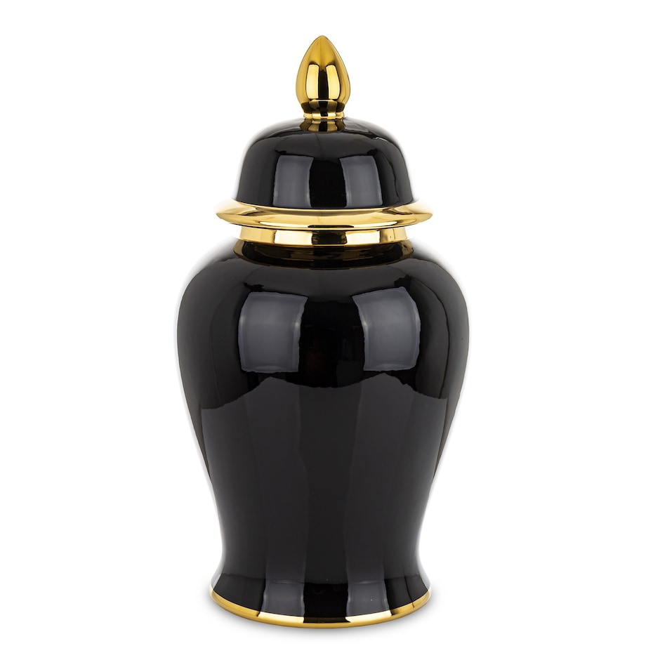 Amfora czarna pojemnik z pokrywą 47x23 cm