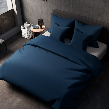 Komplet pościeli 220x200 satyna bawełniana granatowa PAN MATERAC
