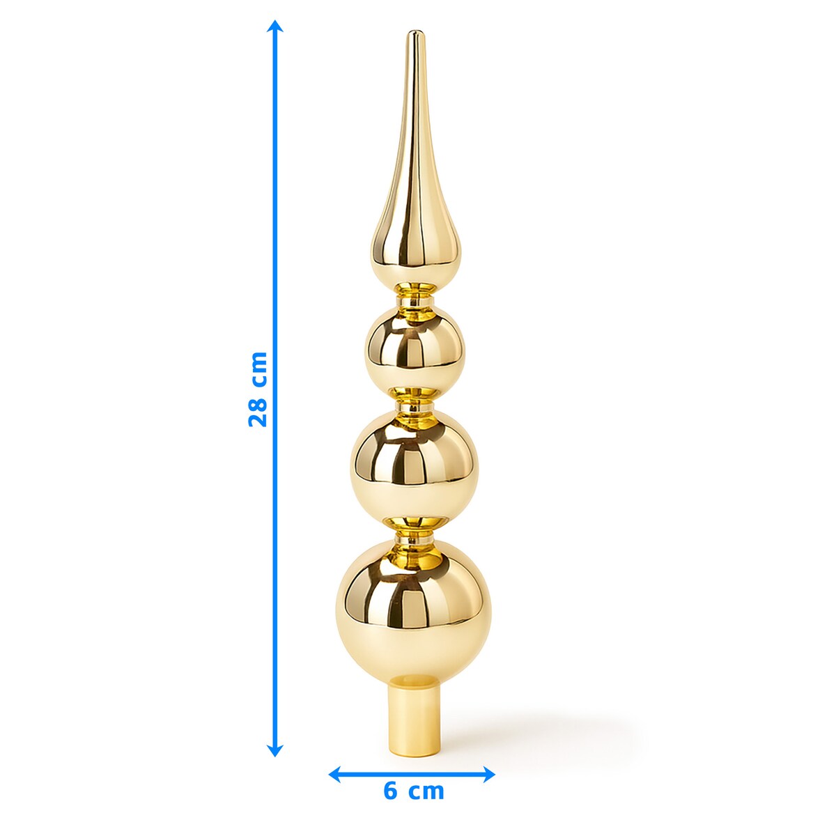 Czubek Na Choinkę Szpic Dekoracja Świąteczna Ozdobna Szklana 28 Cm Złota