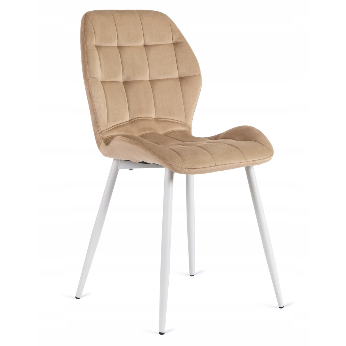 Krzesło Tapicerowane Welurowe Beż LUCKY Kuchenne Do Jadalni Kuchni Salonu