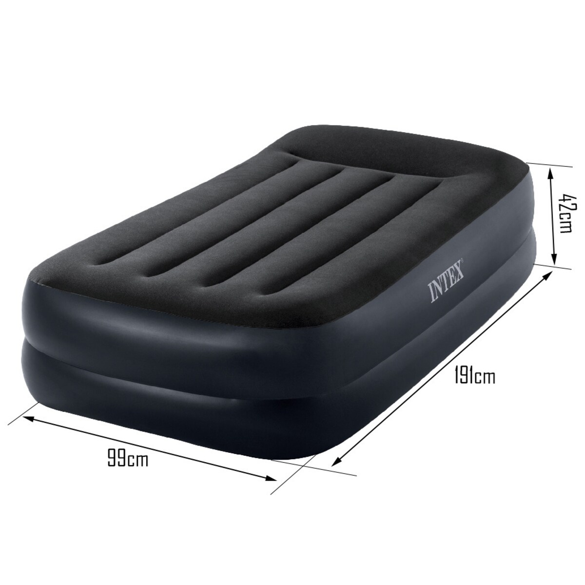 Materac welurowy z pompką 191x99x42 cm INTEX