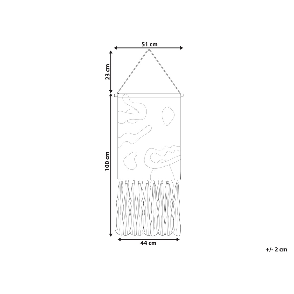 Dekoracja ścienna z frędzlami bawełniana wielokolorowa KALAT