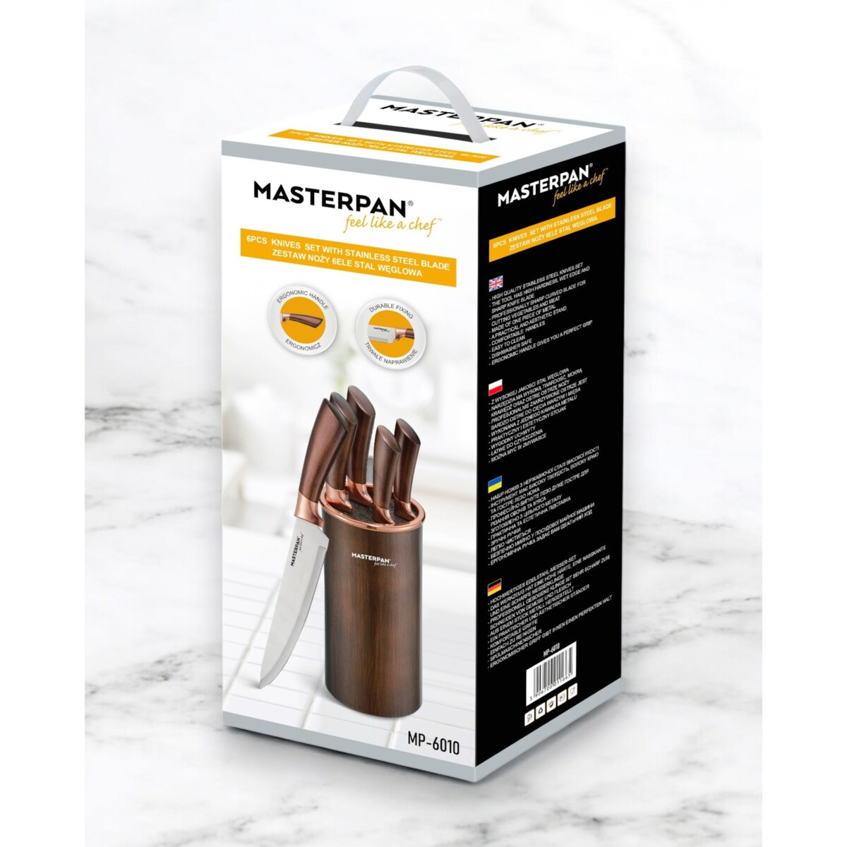 Zestaw Komplet Noży Kuchennych W Bloku 6 El. Ostre Premium