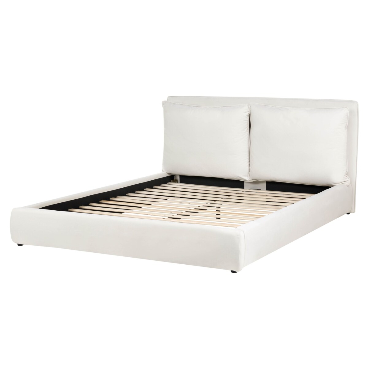 Łóżko Welur BAJONNA 160 x 200 cm Złamana biel