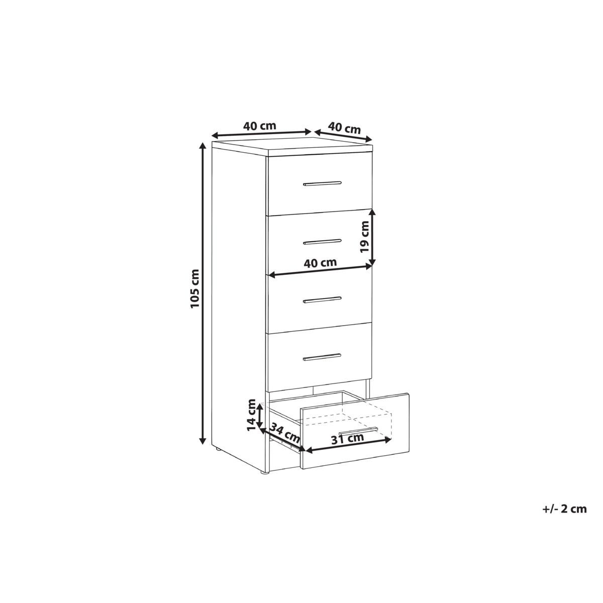 Komoda 5 szuflad KITIMAT Jasnobrązowy