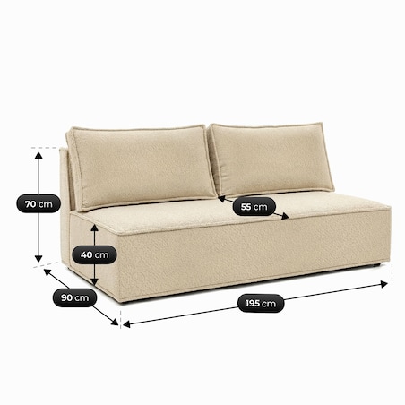 Sofa Rozkładana Kanapa z Funkcją Spania Dwuosobowa Do Salon Beżowa MAVIA