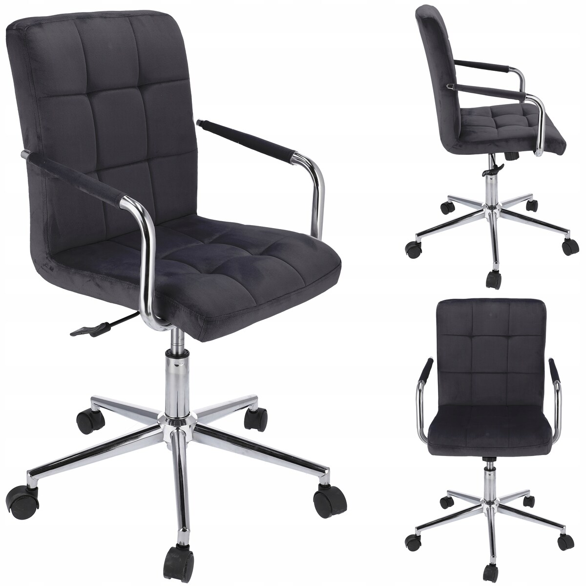 Krzesło obrotowe biurowe QUATRO czarne welur