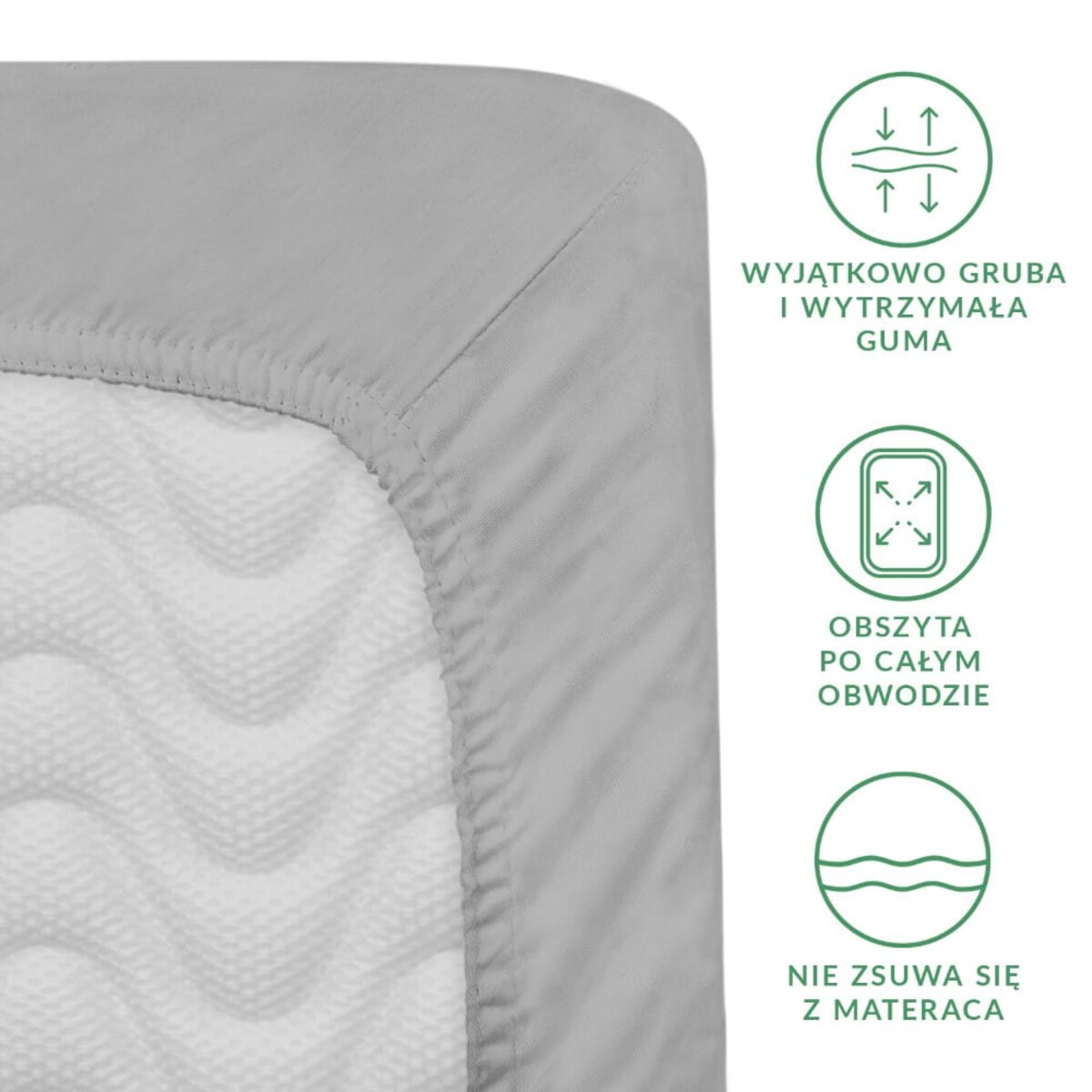 Prześcieradło z bawełny satynowej z gumką 120x200 kolor Popiel