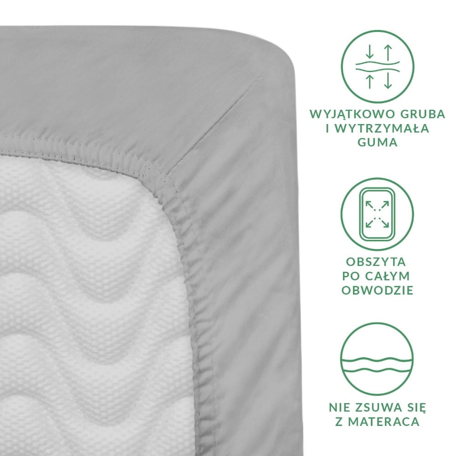 Prześcieradło z bawełny satynowej z gumką 120x200 kolor Popiel