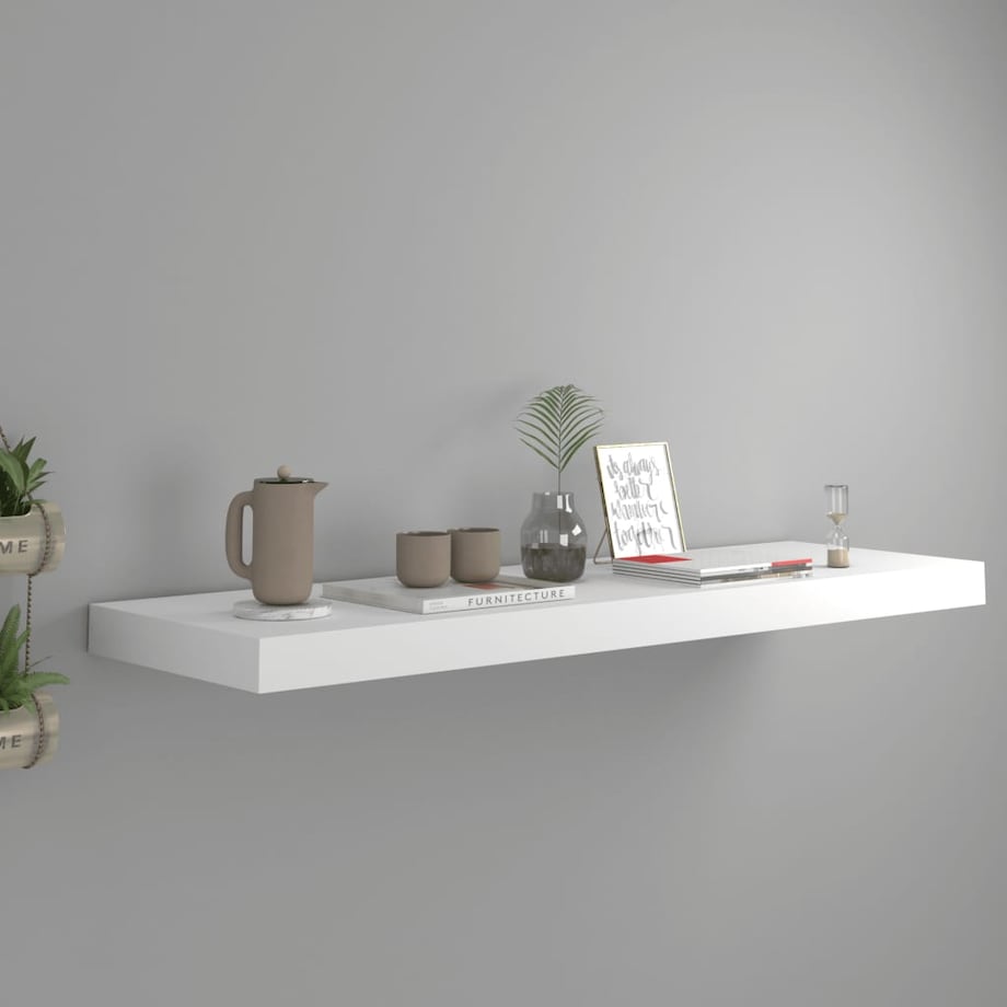 vidaXL Półka ścienna, biała, 80x23,5x3,8 cm, MDF