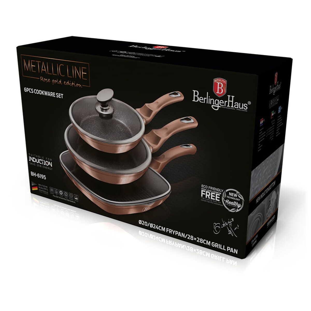 Zestaw 3 patelni z pokrywkami Berlinger Haus BH-6195