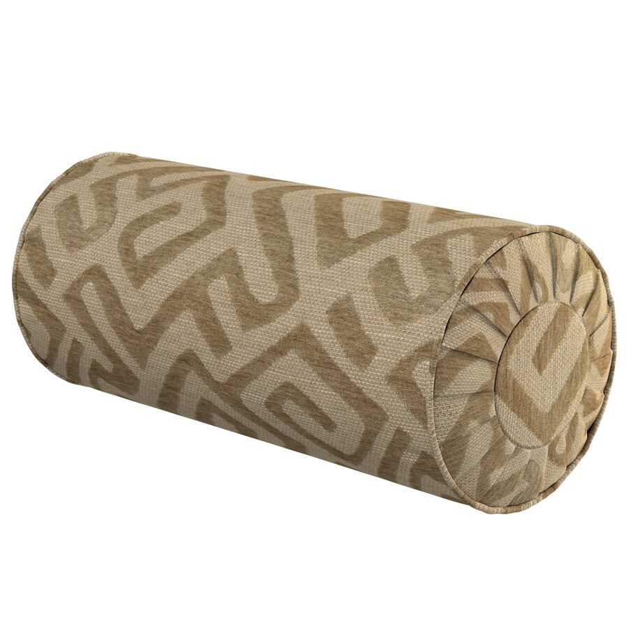 Poduszka wałek z zakładkami, kawowe wzory na beżowym tle, Ø20 x 50 cm, Cosy Home