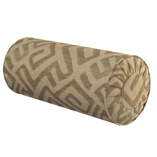 Poduszka wałek z zakładkami, kawowe wzory na beżowym tle, Ø20 x 50 cm, Cosy Home