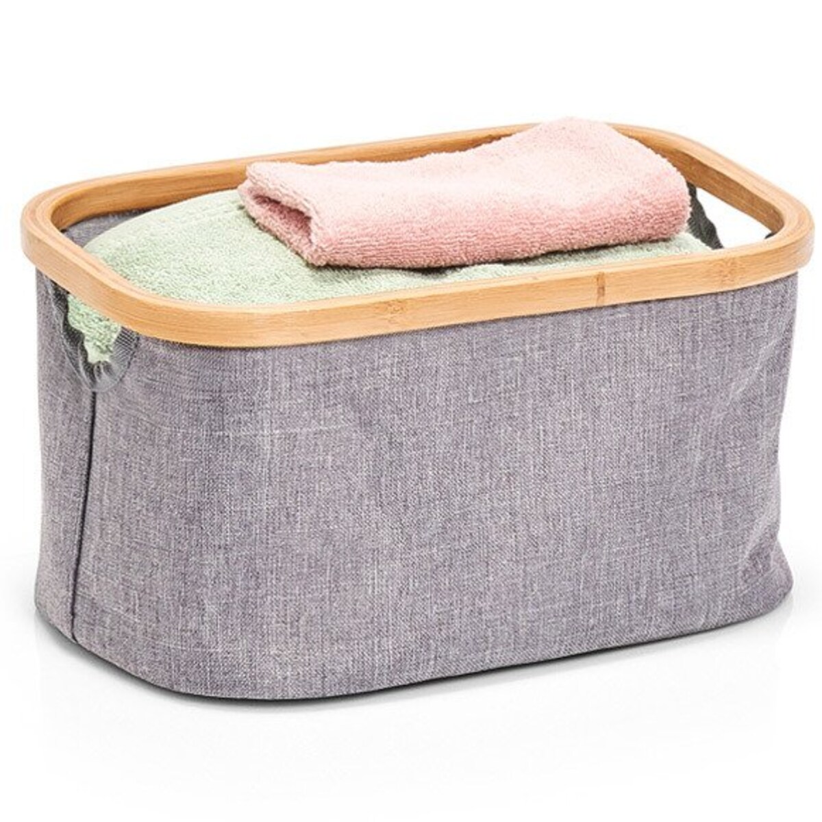 Pudełko z płótna, tekstylny pojemnik na przedmioty, kosz z tkaniny do przechowywania przedmiotów.