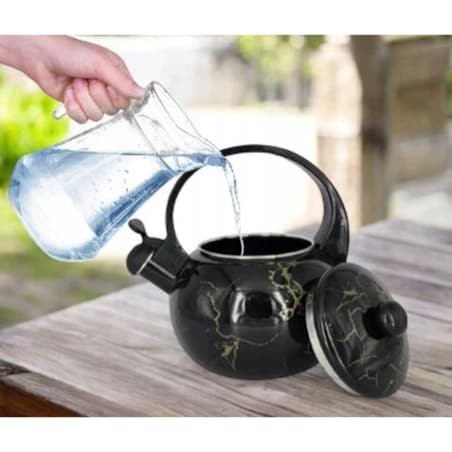 Czajnik Czarny Emaliowany Retro 2.2L Z Gwizdkiem Na Indukcję Gaz