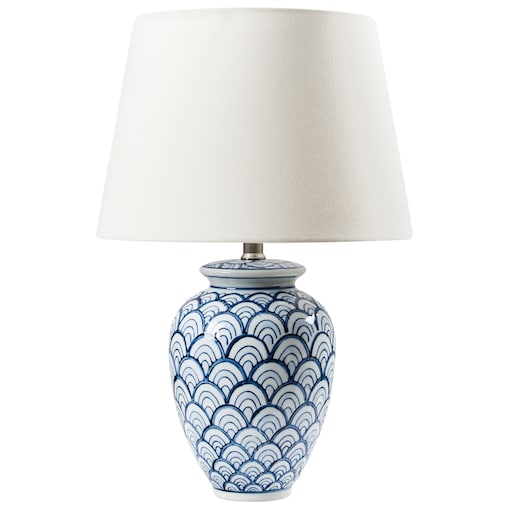 Lampa stołowa JAUCA Porcelana Biały/ niebieski