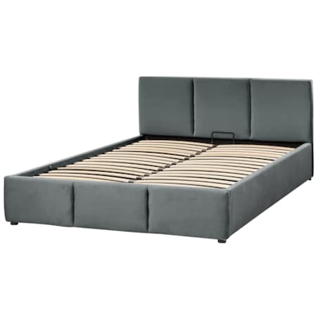 Łóżko z pojemnikiem Welur BOUSSE 160 x 200 cm Ciemnoszary
