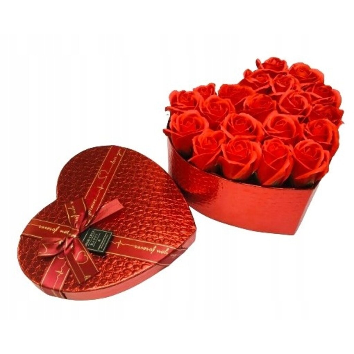 FLOWER BOX serce czerwona róża MYDLANE KWIATY PACHNĄCE prezent kobiet DUŻY