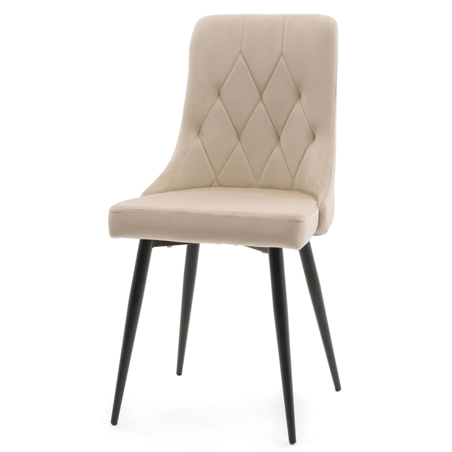 Krzesło tapicerowane welurowe do salonu jadalni CAREN beżowe