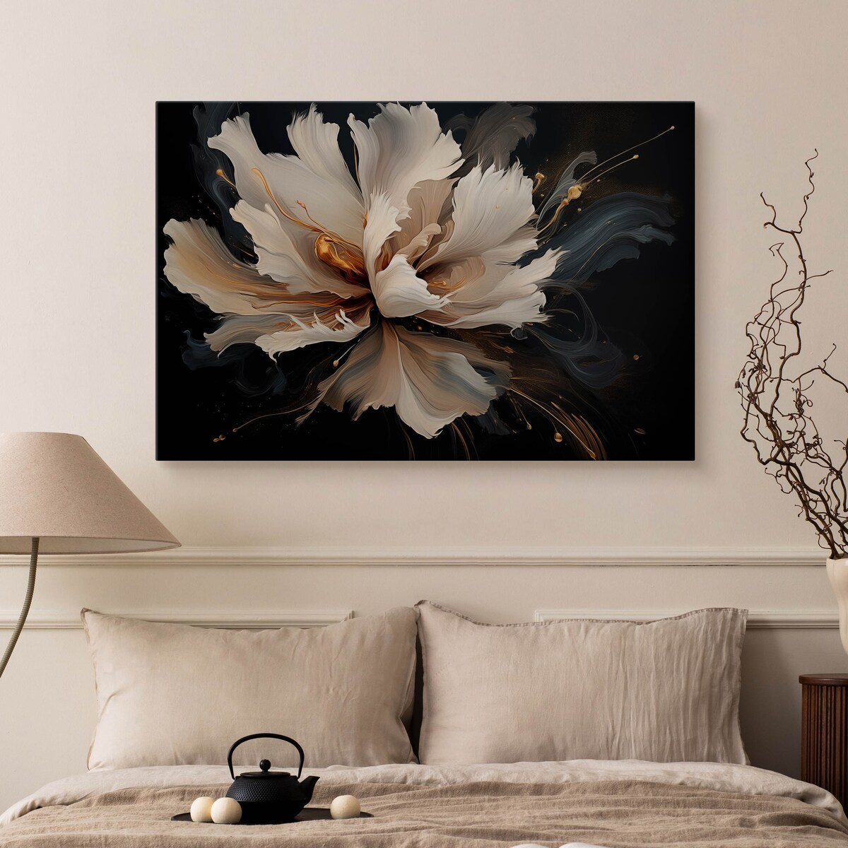 Obraz Canvas Do Salonu Natura Biały Kwiat Styl Glamour Abstrakcja 120x80cm