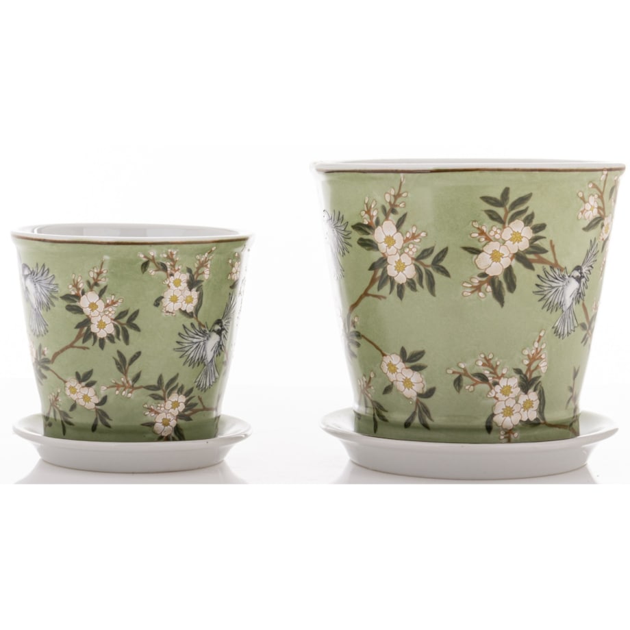 Osłonka porcelanowa 2 szt. 12x13,5x13,5 cm i 16x17,5x17,5 cm PORSELEN-3 z podstawką