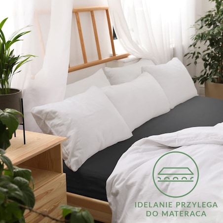 Prześcieradło jersey z gumką 180x200 kolor Czarny