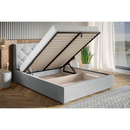 Łóżko sypialniane 200x200 BEN17 stelaż metelowy, pojemnik-butelkowa zieleń