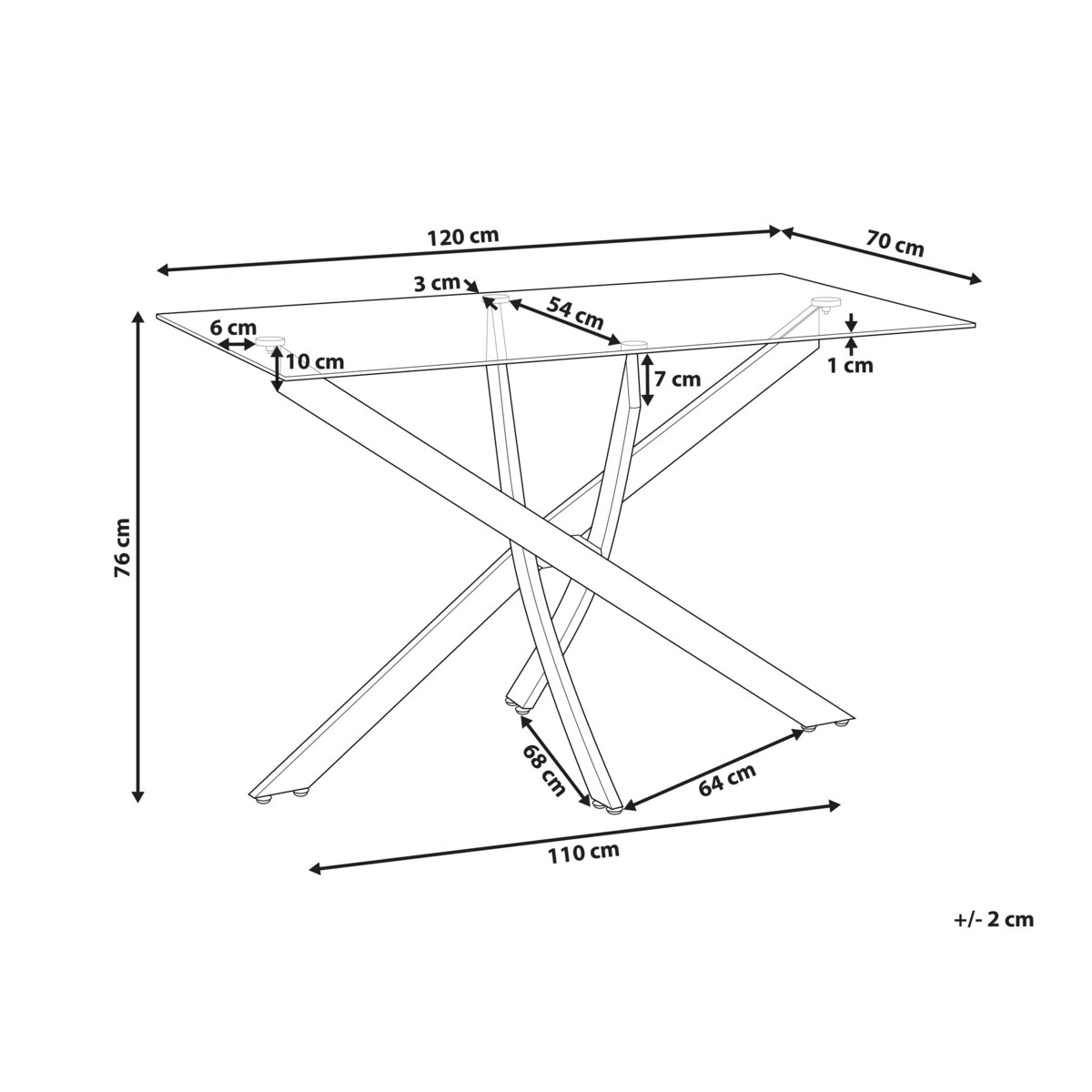 Stół do jadalni szklany 120 x 70 cm złoty MARAMO