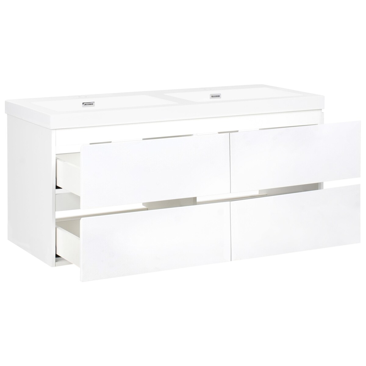 Szafka łazienkowa wisząca z podwójną umywalką CARDIEL 120 cm 52 cm Biały