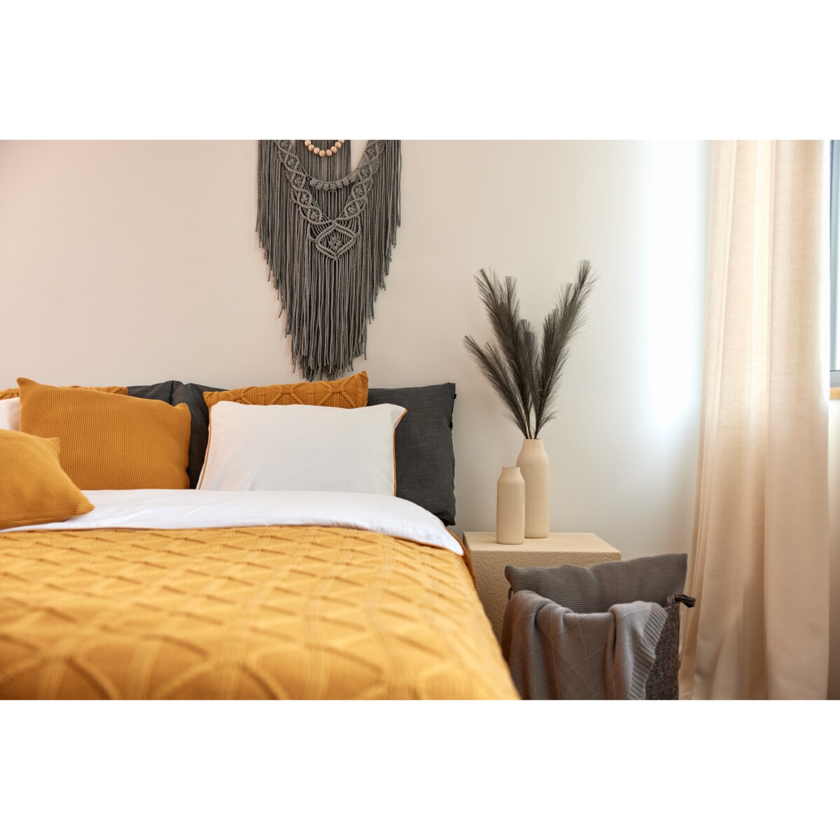 Narzuta brytyjska musztardowa, 220 x 240 cm, La Manta