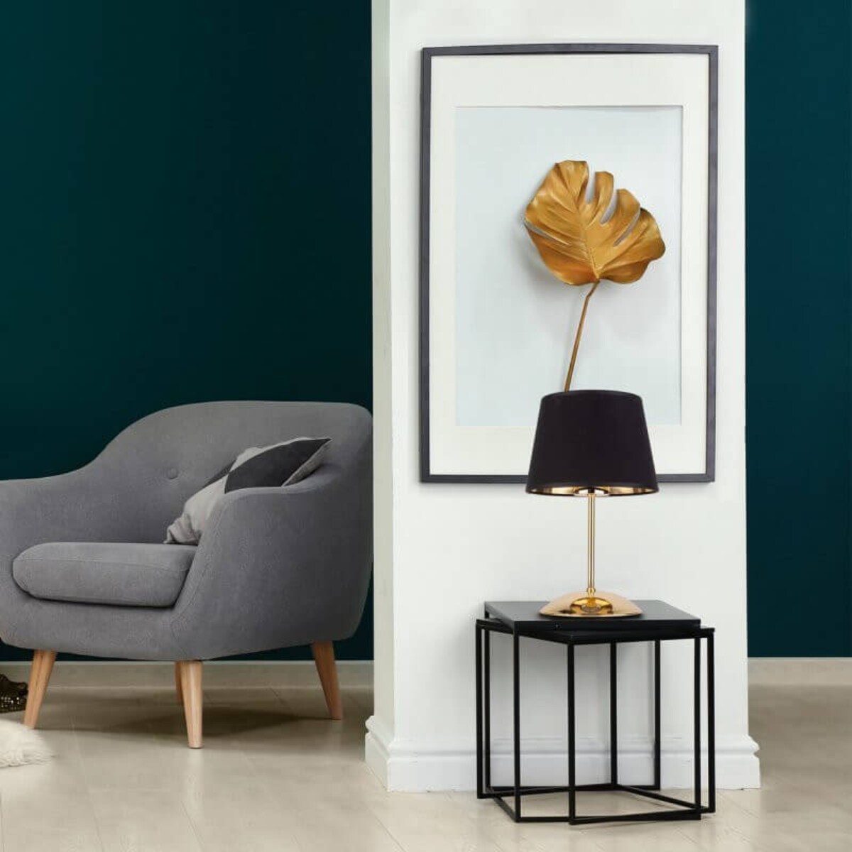 Stołowa lampka do salonu GLORY 5496 TK Lighting abażurowa czarna złota