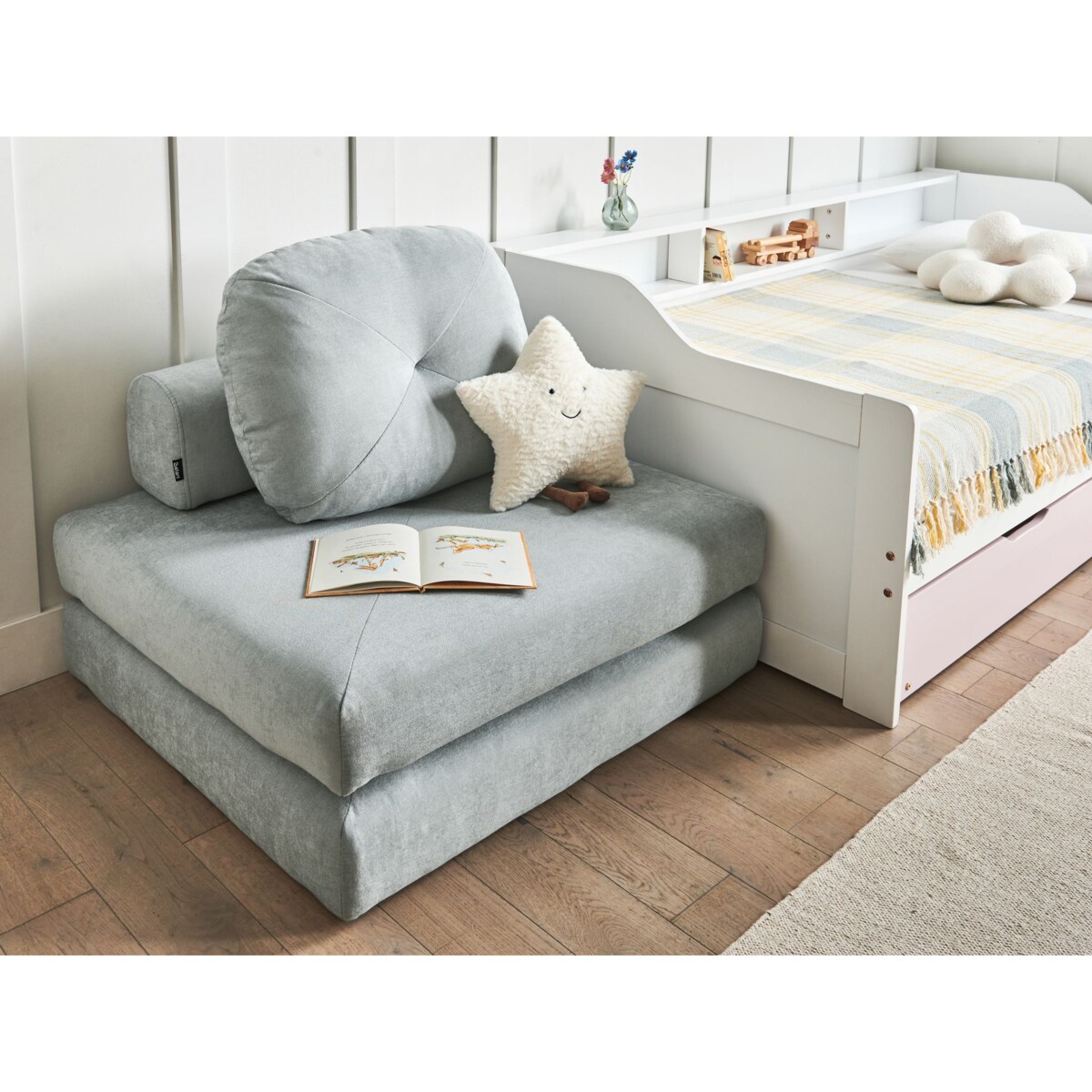 Sofa rozkładana jednoosobowa OLDEN Błękitny