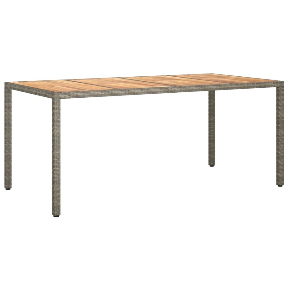 vidaXL Stół ogrodowy, 190x90x75 cm, rattan PE i drewno akacjowe, szary