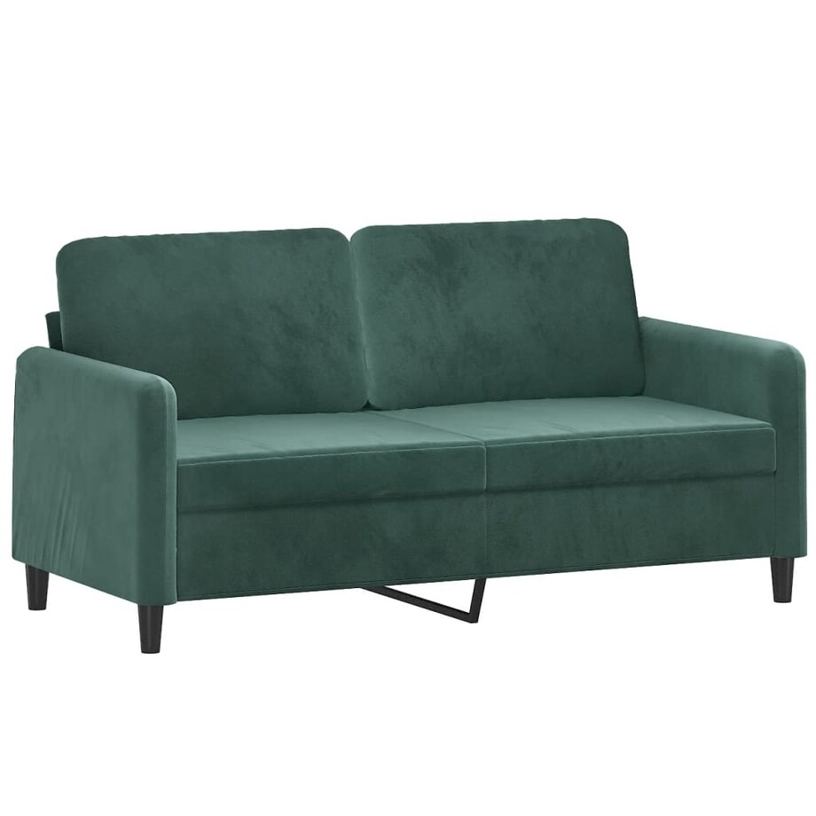 vidaXL Sofa 2-osobowa, ciemnozielona, 140 cm, tapicerowana aksamitem